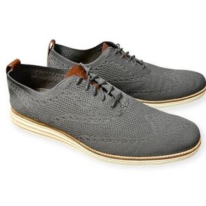 Men's Cole Haan OriginalGrand Stitchlite Wingtip Oxfords Gray Knit Size 13
